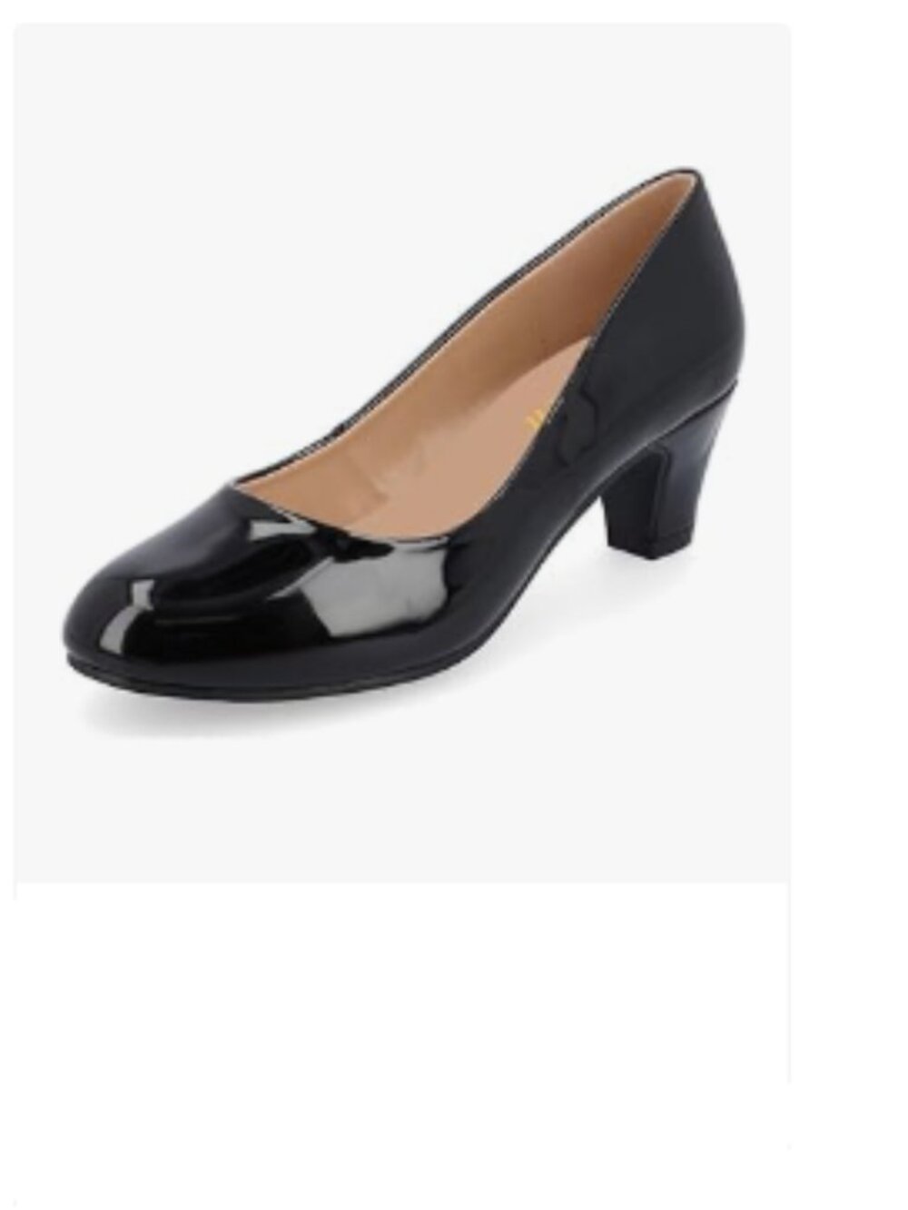 miss left Black Low Heel Closed Rounded Toe Pumps Block Heeled Slip On Shoes